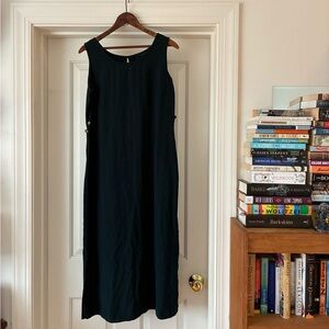 Black Raw Silk Maxi Dress